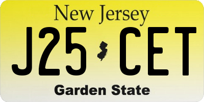 NJ license plate J25CET