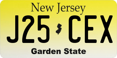 NJ license plate J25CEX