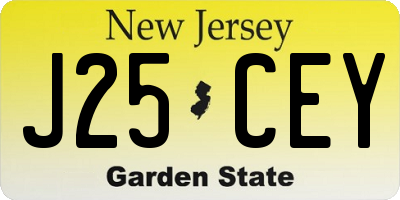 NJ license plate J25CEY
