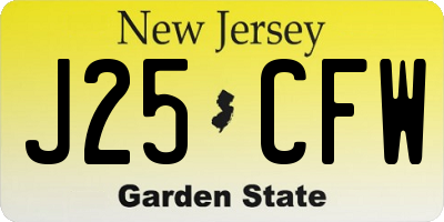 NJ license plate J25CFW
