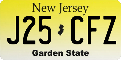NJ license plate J25CFZ