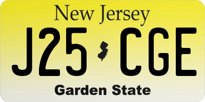 NJ license plate J25CGE