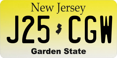 NJ license plate J25CGW