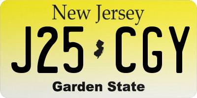 NJ license plate J25CGY