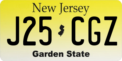 NJ license plate J25CGZ