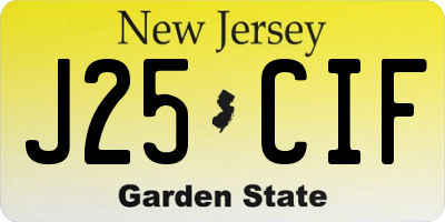 NJ license plate J25CIF