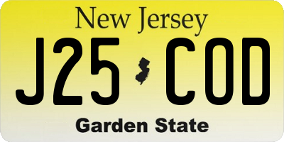 NJ license plate J25COD