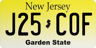 NJ license plate J25COF
