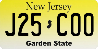 NJ license plate J25COO