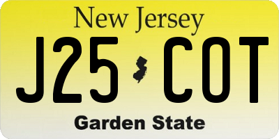 NJ license plate J25COT