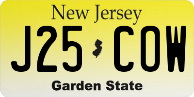 NJ license plate J25COW