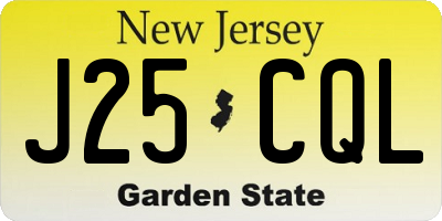 NJ license plate J25CQL