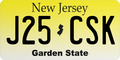 NJ license plate J25CSK