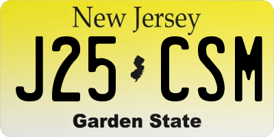 NJ license plate J25CSM