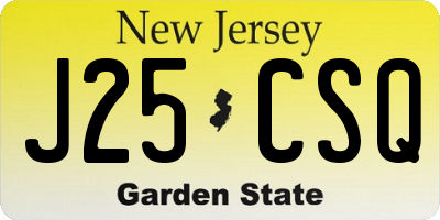NJ license plate J25CSQ