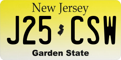 NJ license plate J25CSW