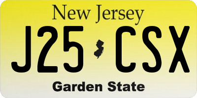 NJ license plate J25CSX