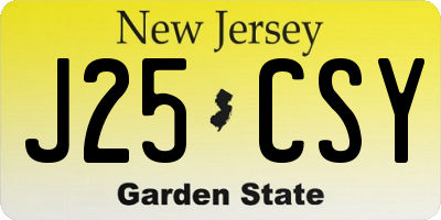 NJ license plate J25CSY