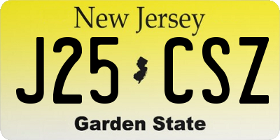 NJ license plate J25CSZ