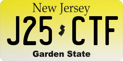 NJ license plate J25CTF