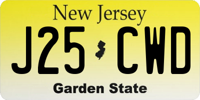 NJ license plate J25CWD