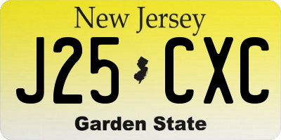 NJ license plate J25CXC