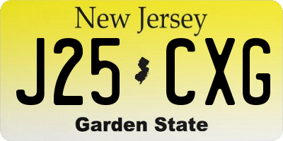 NJ license plate J25CXG
