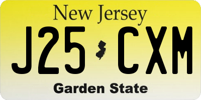 NJ license plate J25CXM