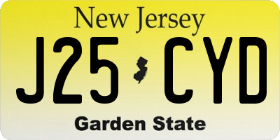 NJ license plate J25CYD