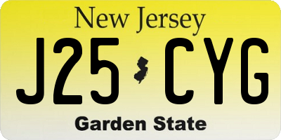 NJ license plate J25CYG