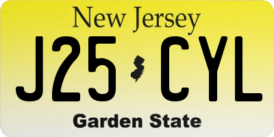 NJ license plate J25CYL