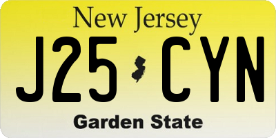 NJ license plate J25CYN