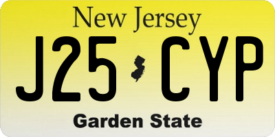 NJ license plate J25CYP