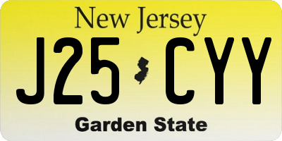 NJ license plate J25CYY