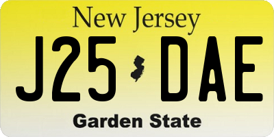 NJ license plate J25DAE