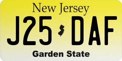 NJ license plate J25DAF