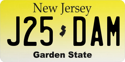 NJ license plate J25DAM