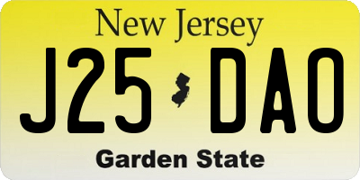 NJ license plate J25DAO