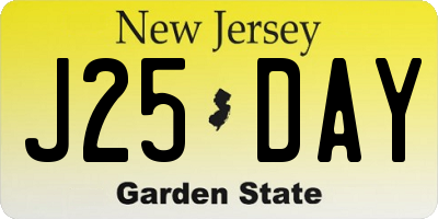 NJ license plate J25DAY