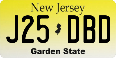 NJ license plate J25DBD