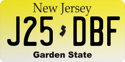 NJ license plate J25DBF