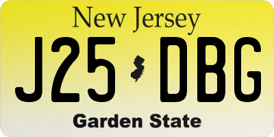 NJ license plate J25DBG
