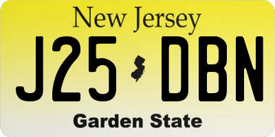 NJ license plate J25DBN