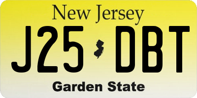 NJ license plate J25DBT