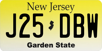 NJ license plate J25DBW