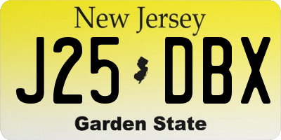 NJ license plate J25DBX