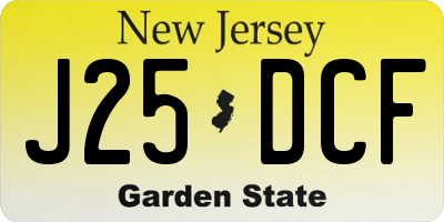 NJ license plate J25DCF