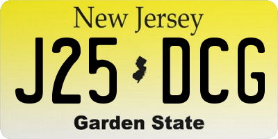 NJ license plate J25DCG