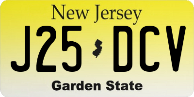 NJ license plate J25DCV