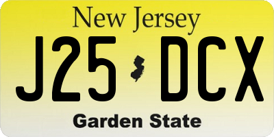 NJ license plate J25DCX